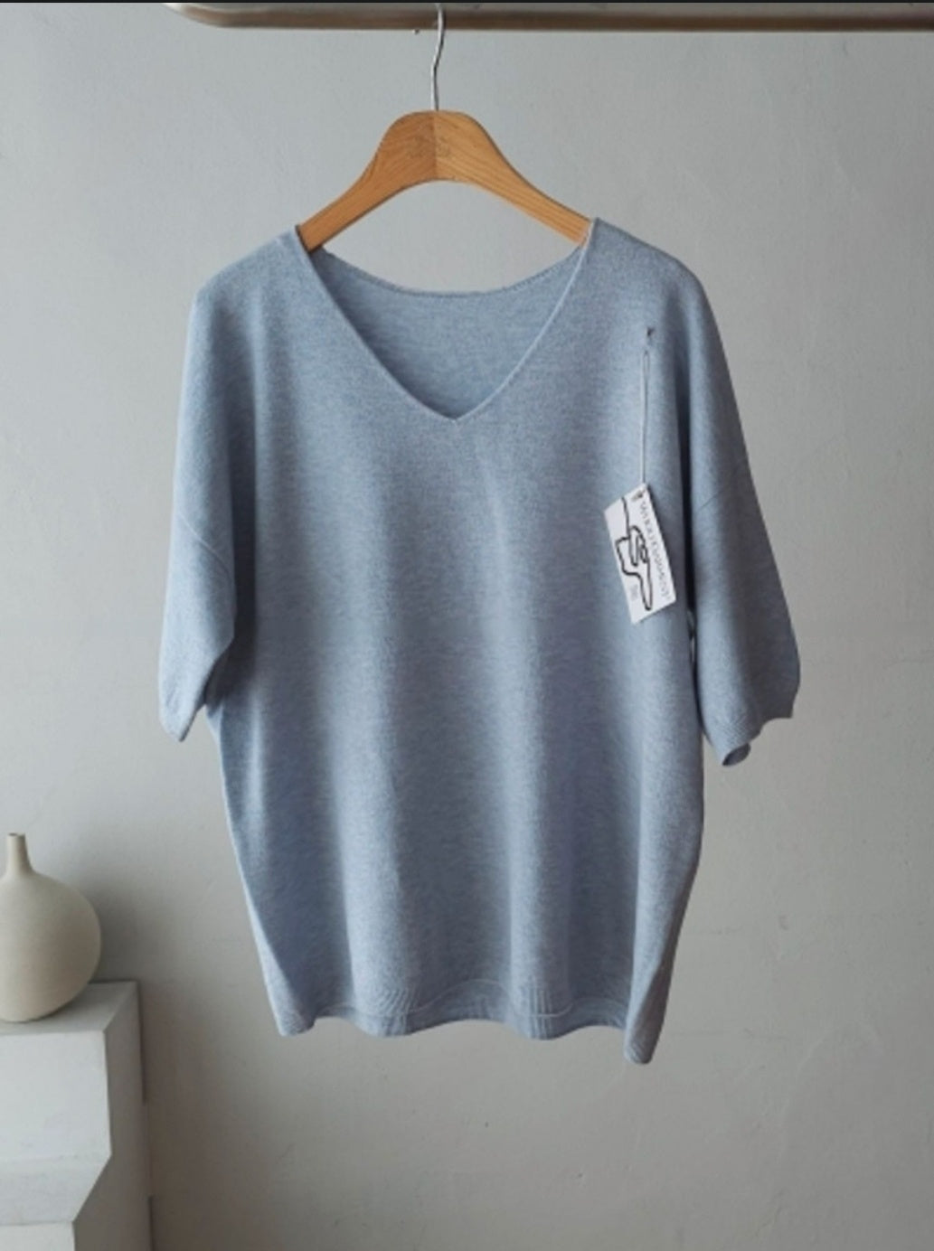 V-neck Short sleeve Knit Top