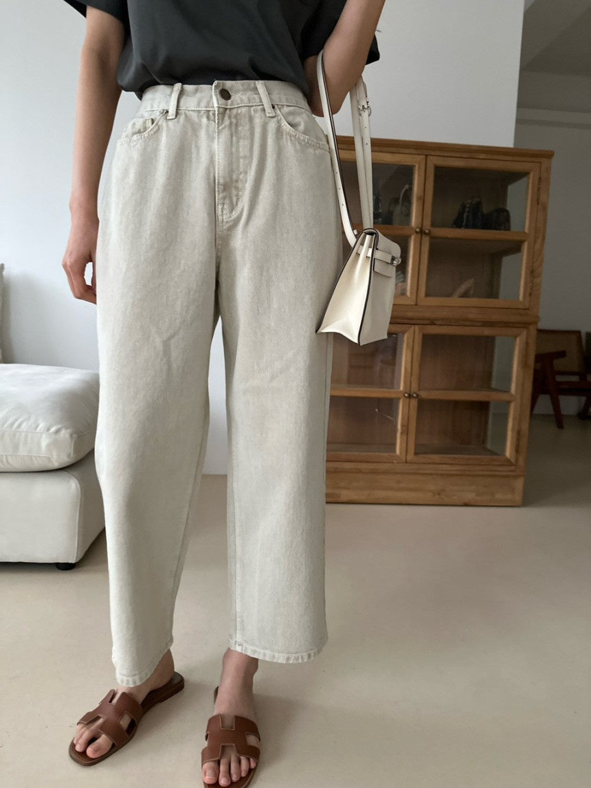 Banding Beige Denim Pants