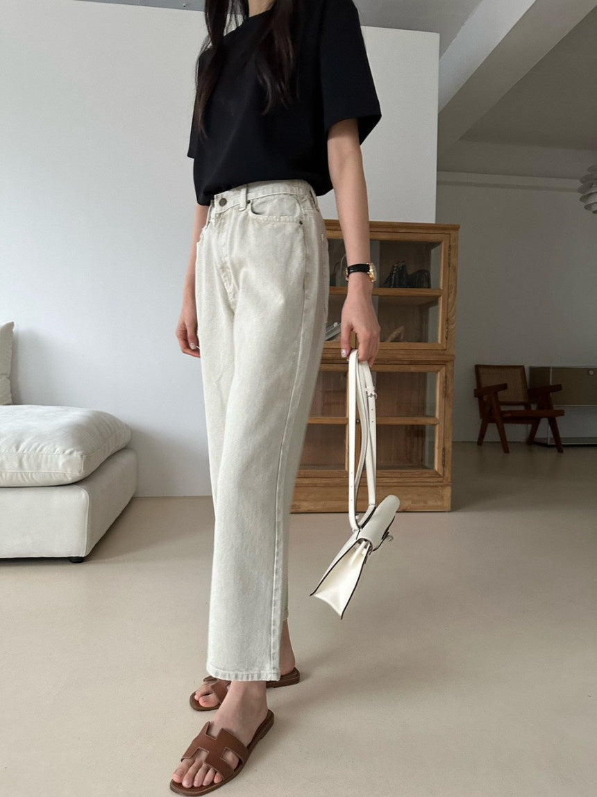 Banding Beige Denim Pants