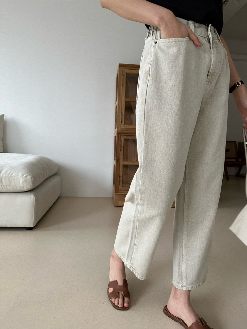 Banding Beige Denim Pants