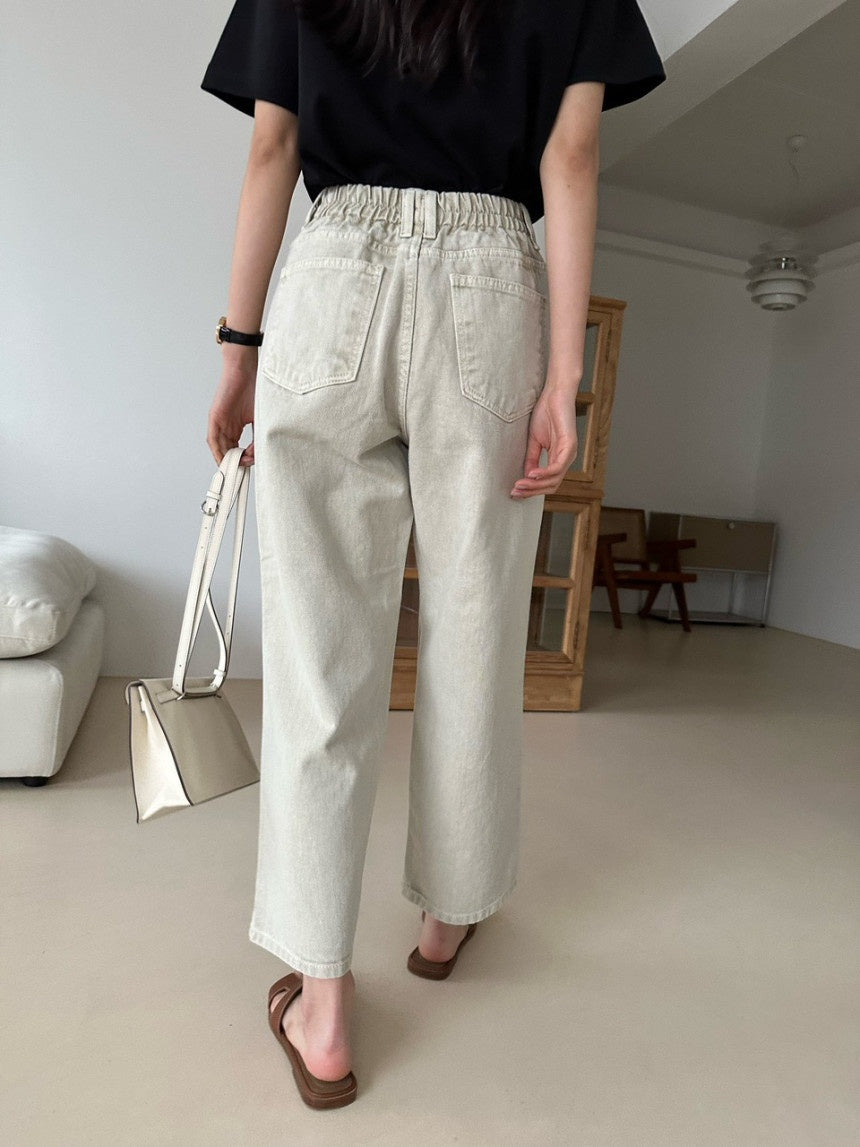 Banding Beige Denim Pants