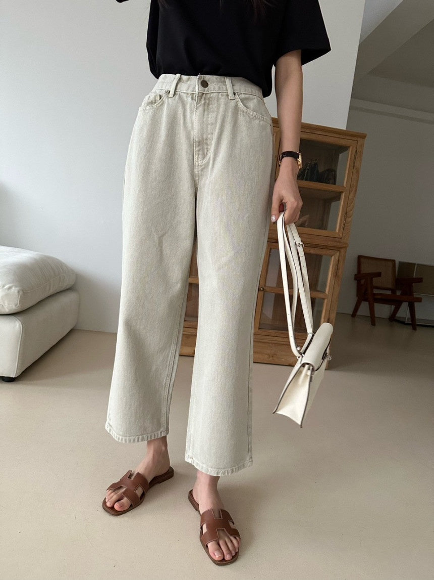 Banding Beige Denim Pants