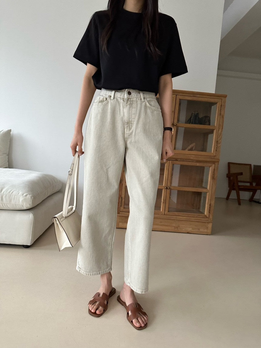 Banding Beige Denim Pants