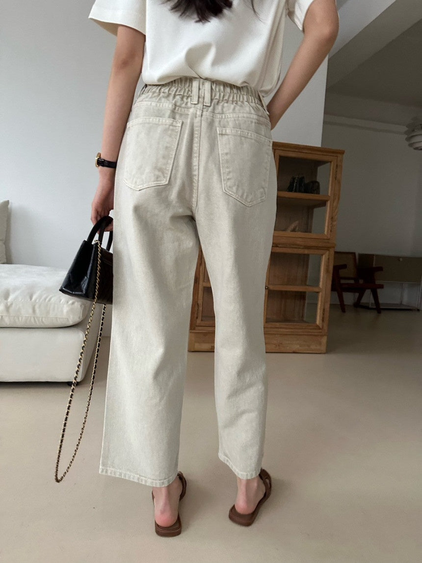 Banding Beige Denim Pants