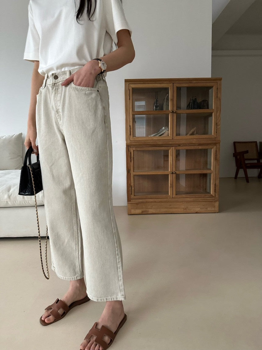 Banding Beige Denim Pants