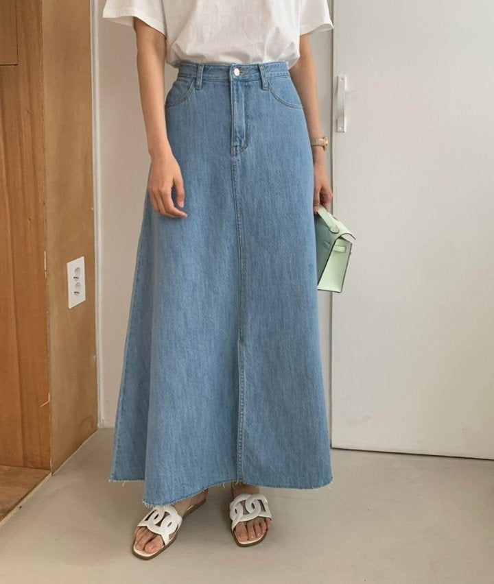 Clara Long Denim Skirt