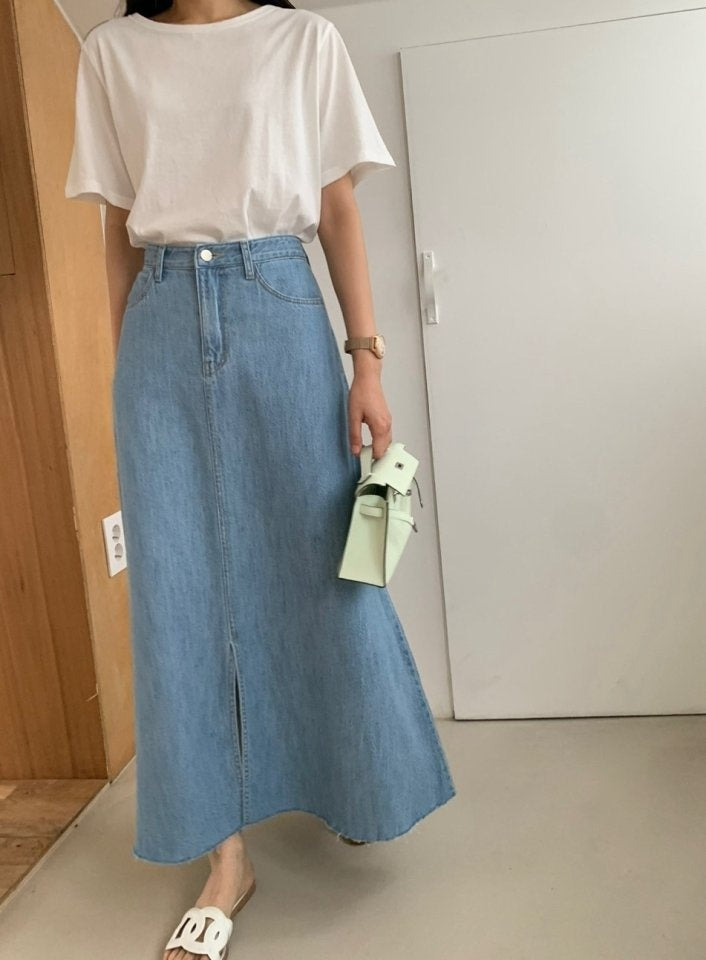 Clara Long Denim Skirt