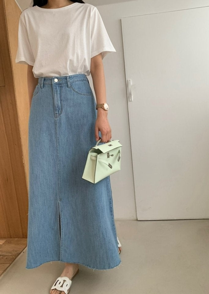 Clara Long Denim Skirt