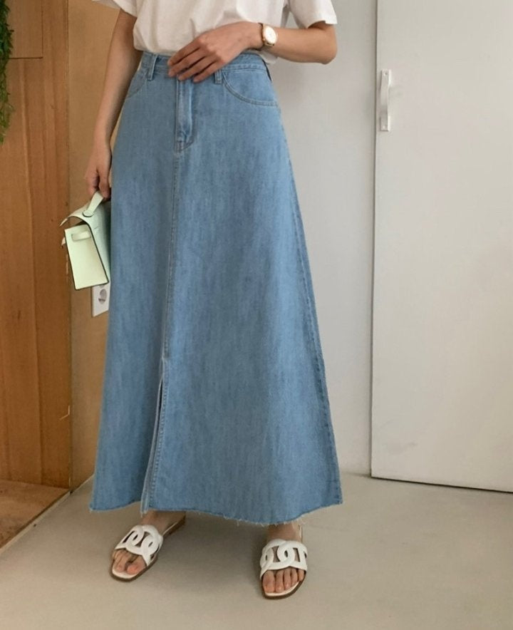 Clara Long Denim Skirt