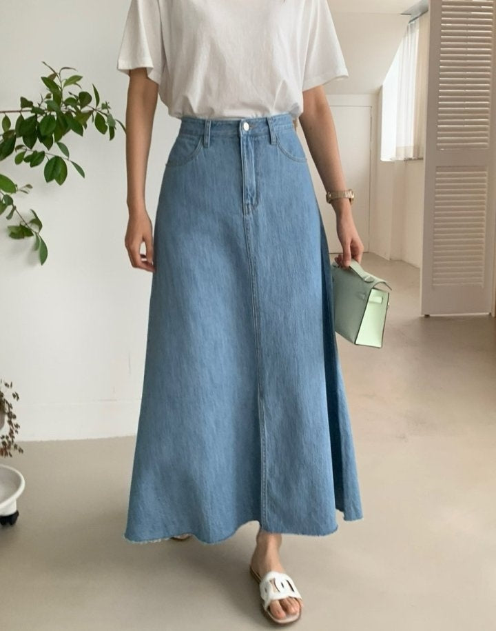 Clara Long Denim Skirt