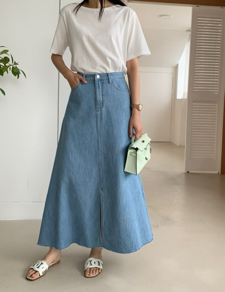 Clara Long Denim Skirt