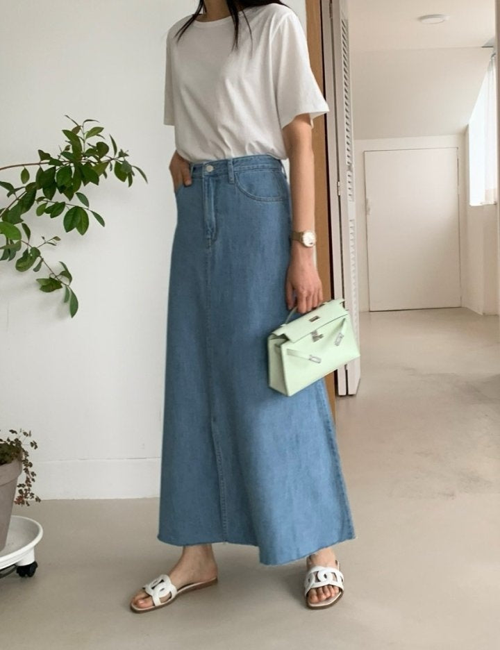 Clara Long Denim Skirt