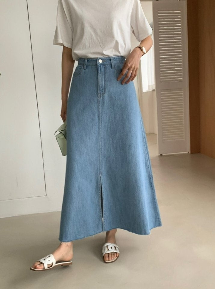 Clara Long Denim Skirt