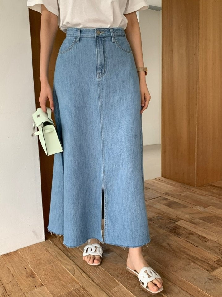 Clara Long Denim Skirt