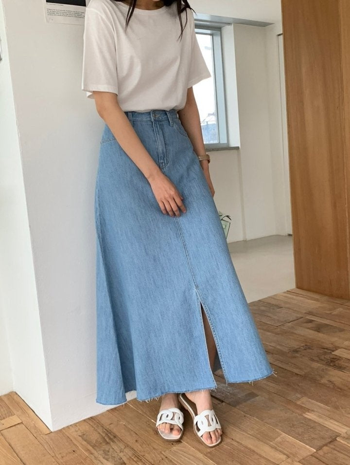 Clara Long Denim Skirt