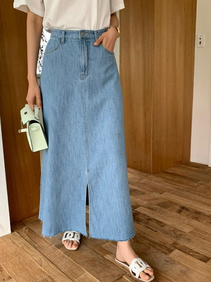 Clara Long Denim Skirt