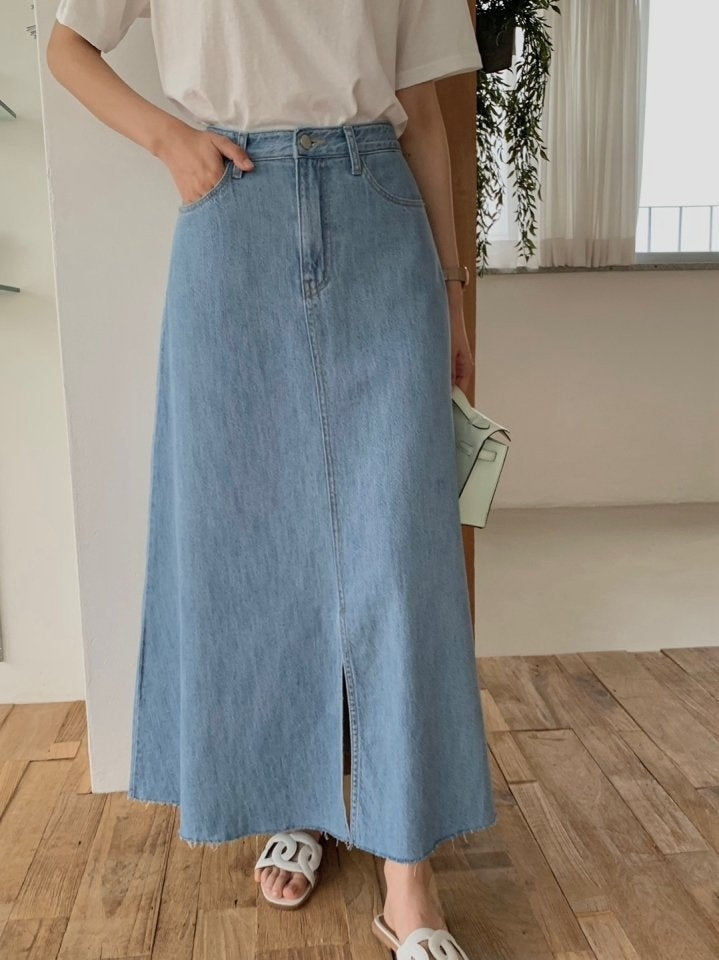 Clara Long Denim Skirt