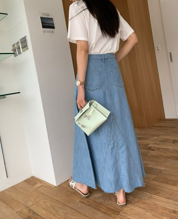 Clara Long Denim Skirt