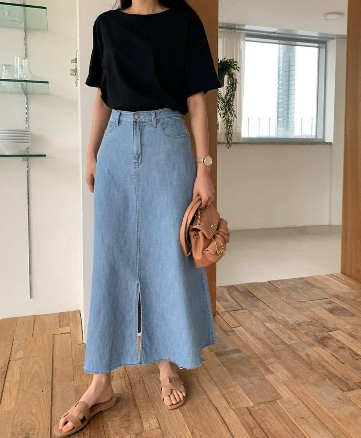 Clara Long Denim Skirt