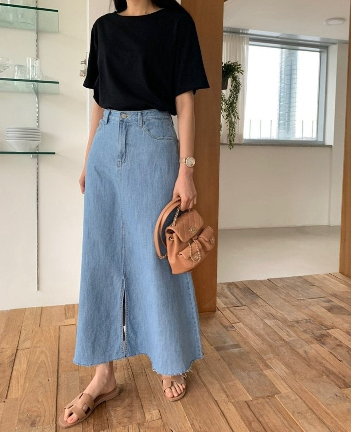 Clara Long Denim Skirt