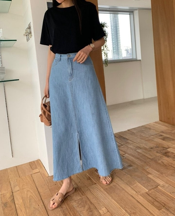 Clara Long Denim Skirt