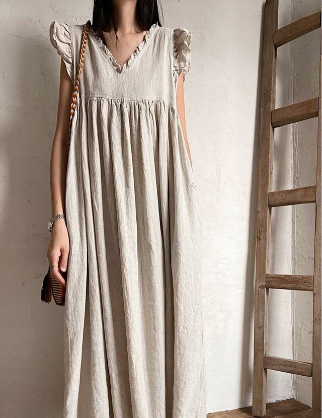 Priscilla Frill Linen Dress