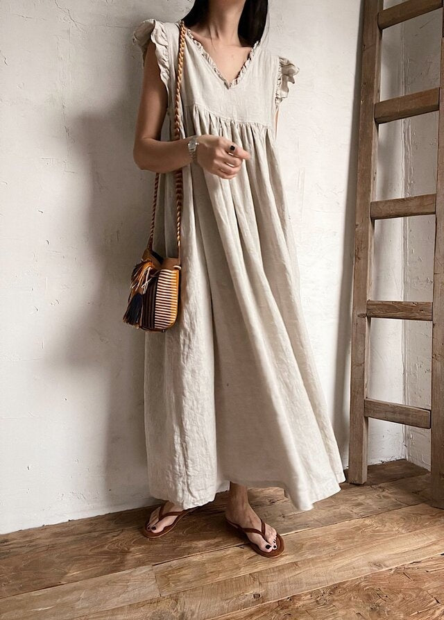 Priscilla Frill Linen Dress