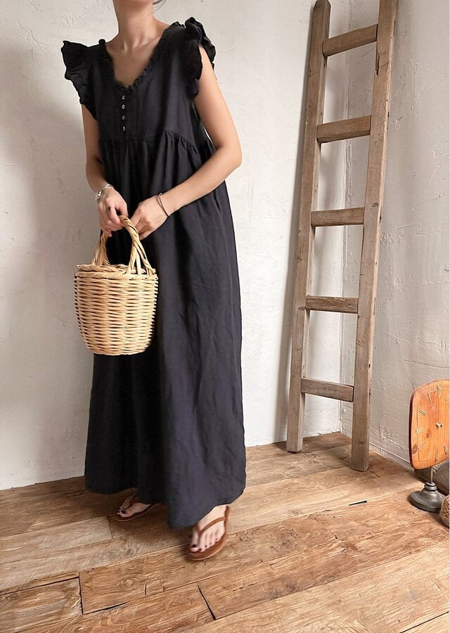 Priscilla Frill Linen Dress