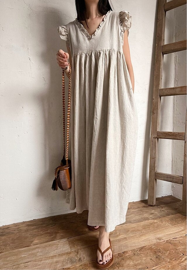 Priscilla Frill Linen Dress