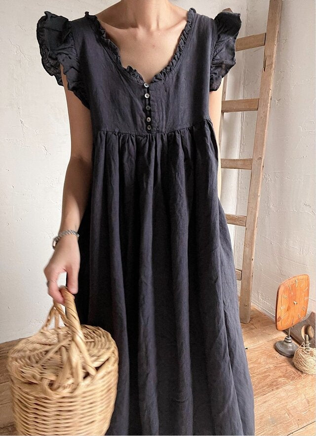 Priscilla Frill Linen Dress