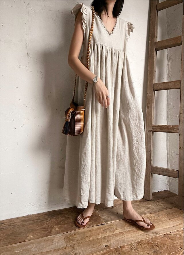 Priscilla Frill Linen Dress