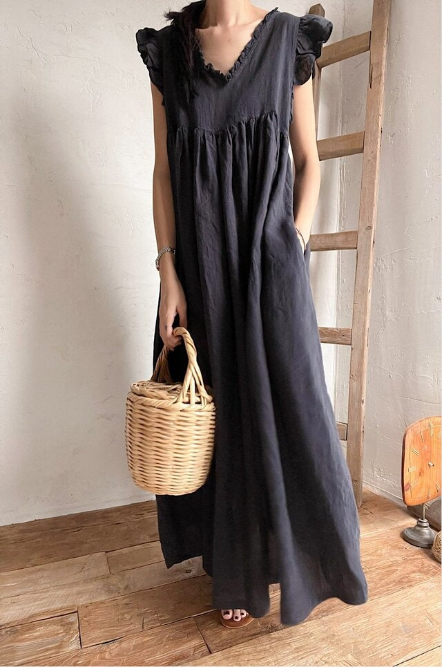 Priscilla Frill Linen Dress