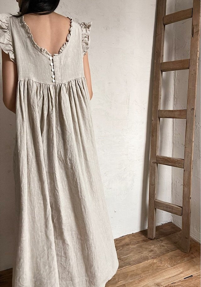 Priscilla Frill Linen Dress