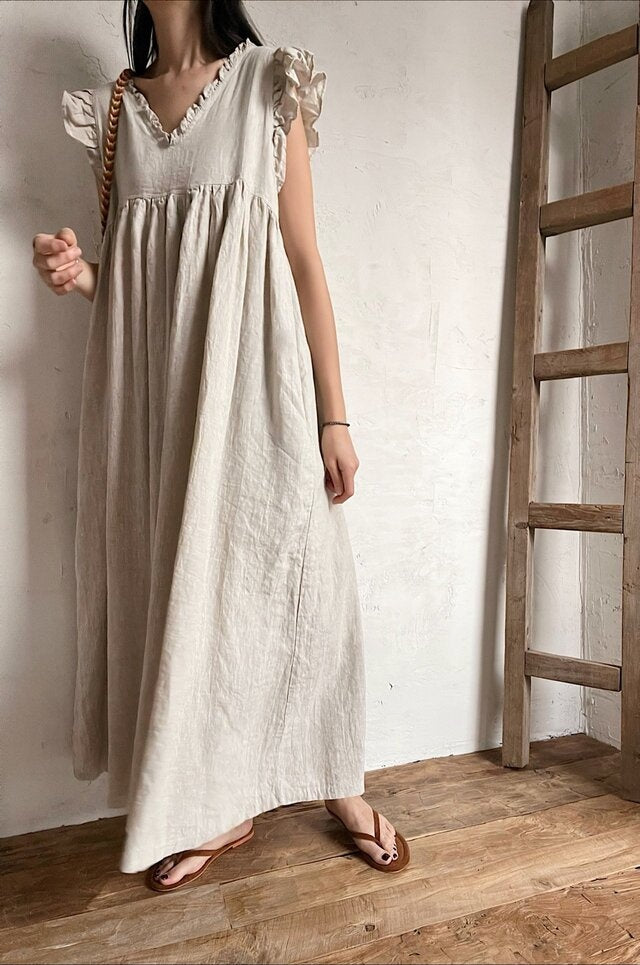 Priscilla Frill Linen Dress