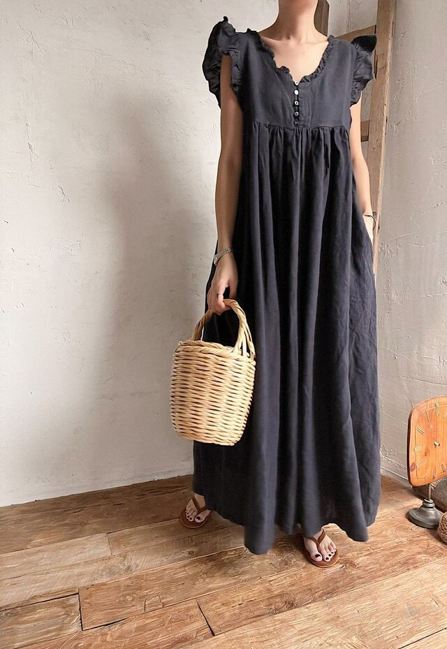 Priscilla Frill Linen Dress