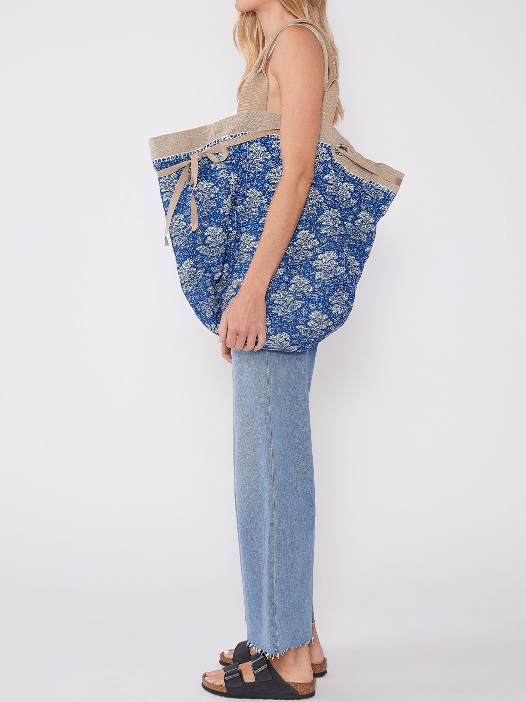 Reversible Tote Bag with Floral Quilted Interior