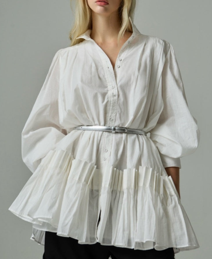 Frill Mini Shirt Dress