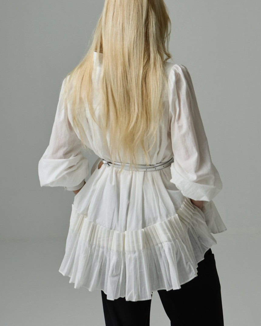 Frill Mini Shirt Dress