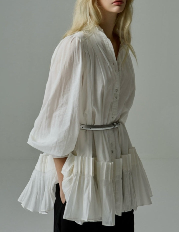 Frill Mini Shirt Dress