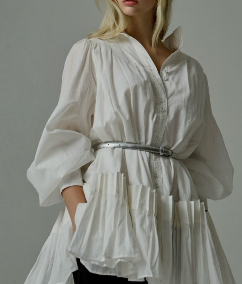 Frill Mini Shirt Dress