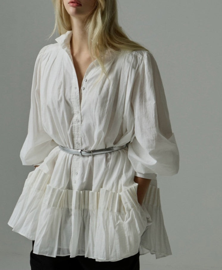 Frill Mini Shirt Dress