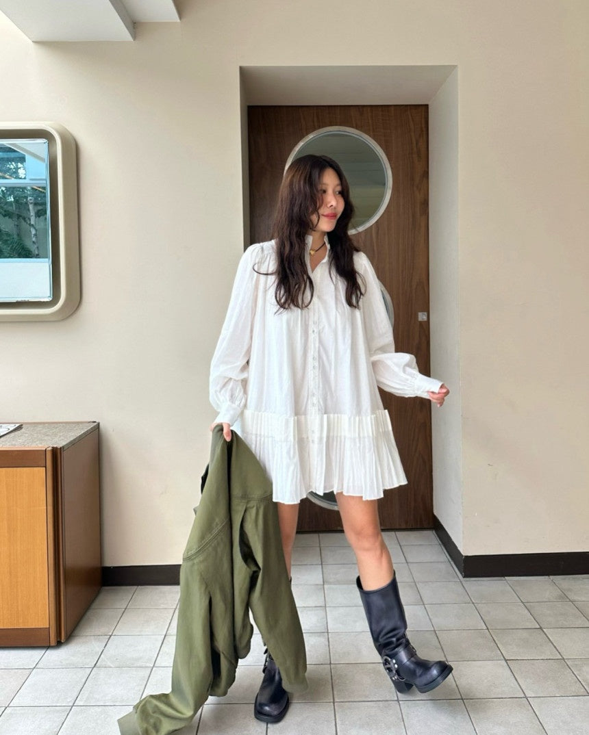 Frill Mini Shirt Dress