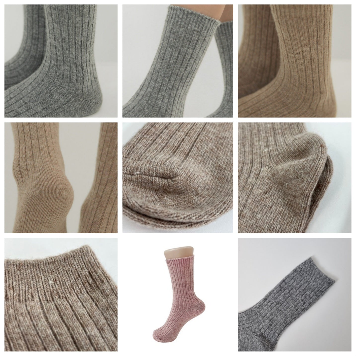 Wool Cashmere Ribbed Socks