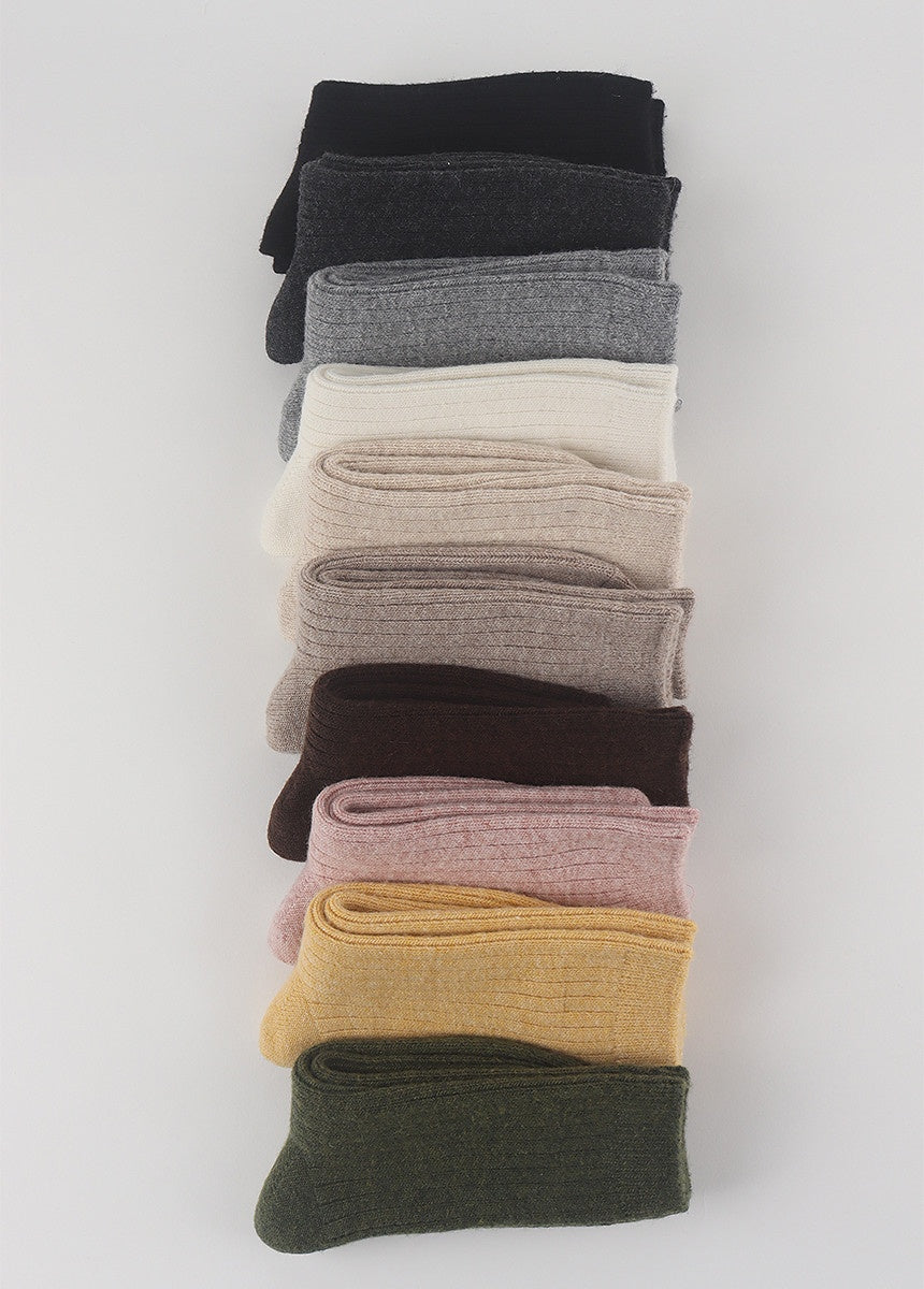 Wool Cashmere Ribbed Socks