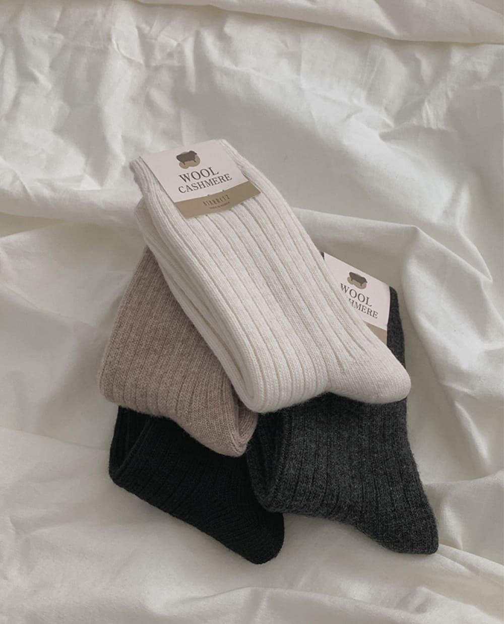 Wool Cashmere Ribbed Socks