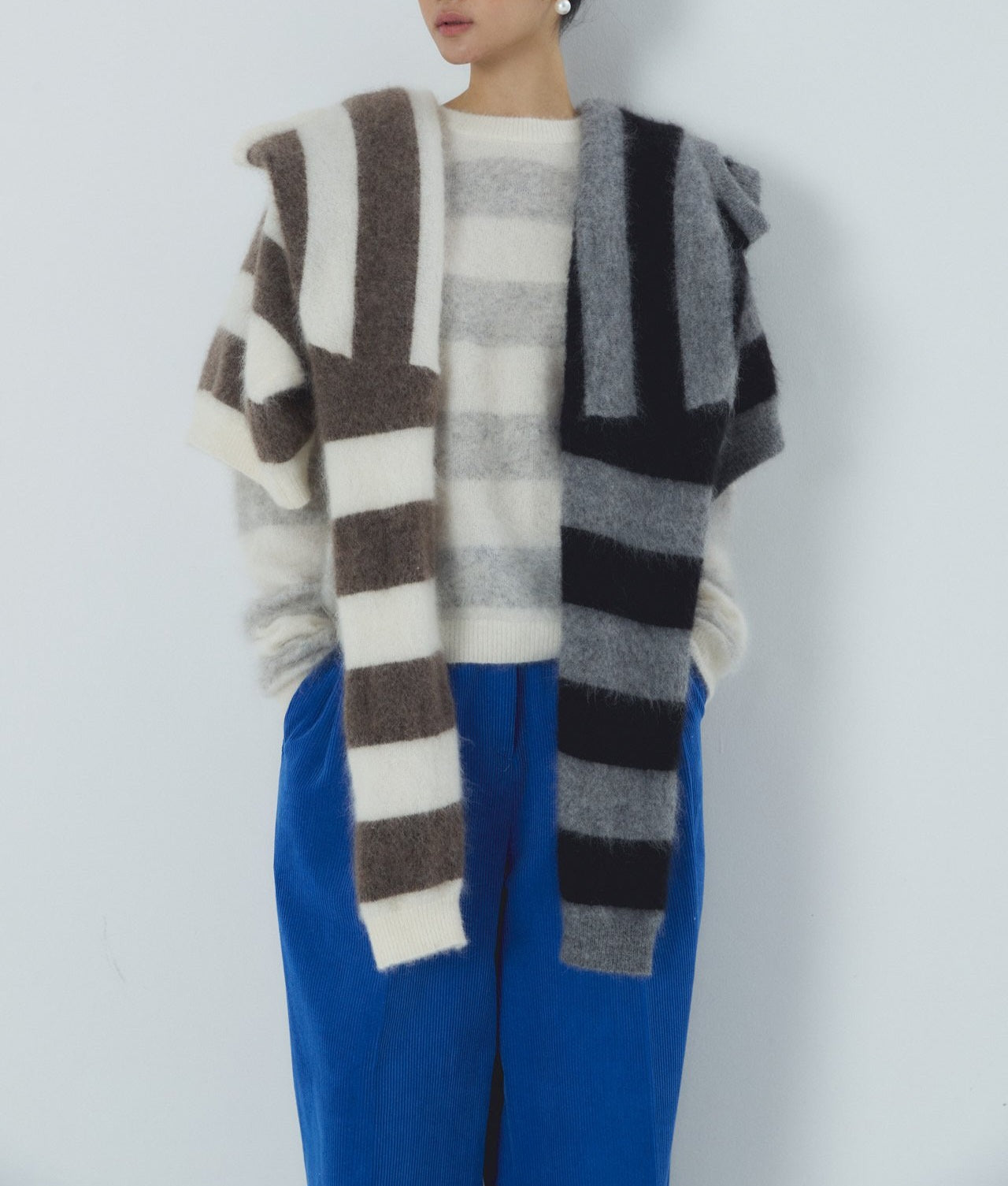 Mohair Stripe Knit Sweater