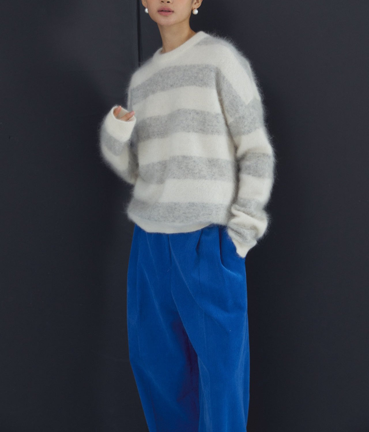 Mohair Stripe Knit Sweater