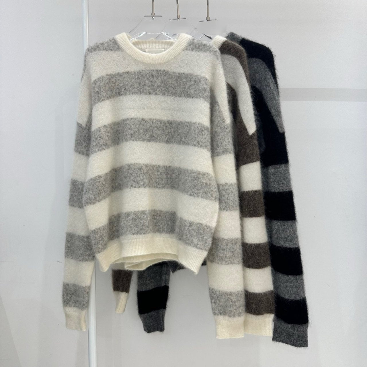 Mohair Stripe Knit Sweater