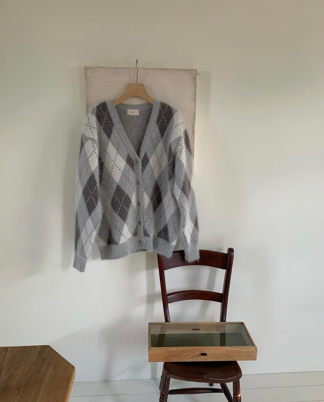 Angora Argyle Cardigan