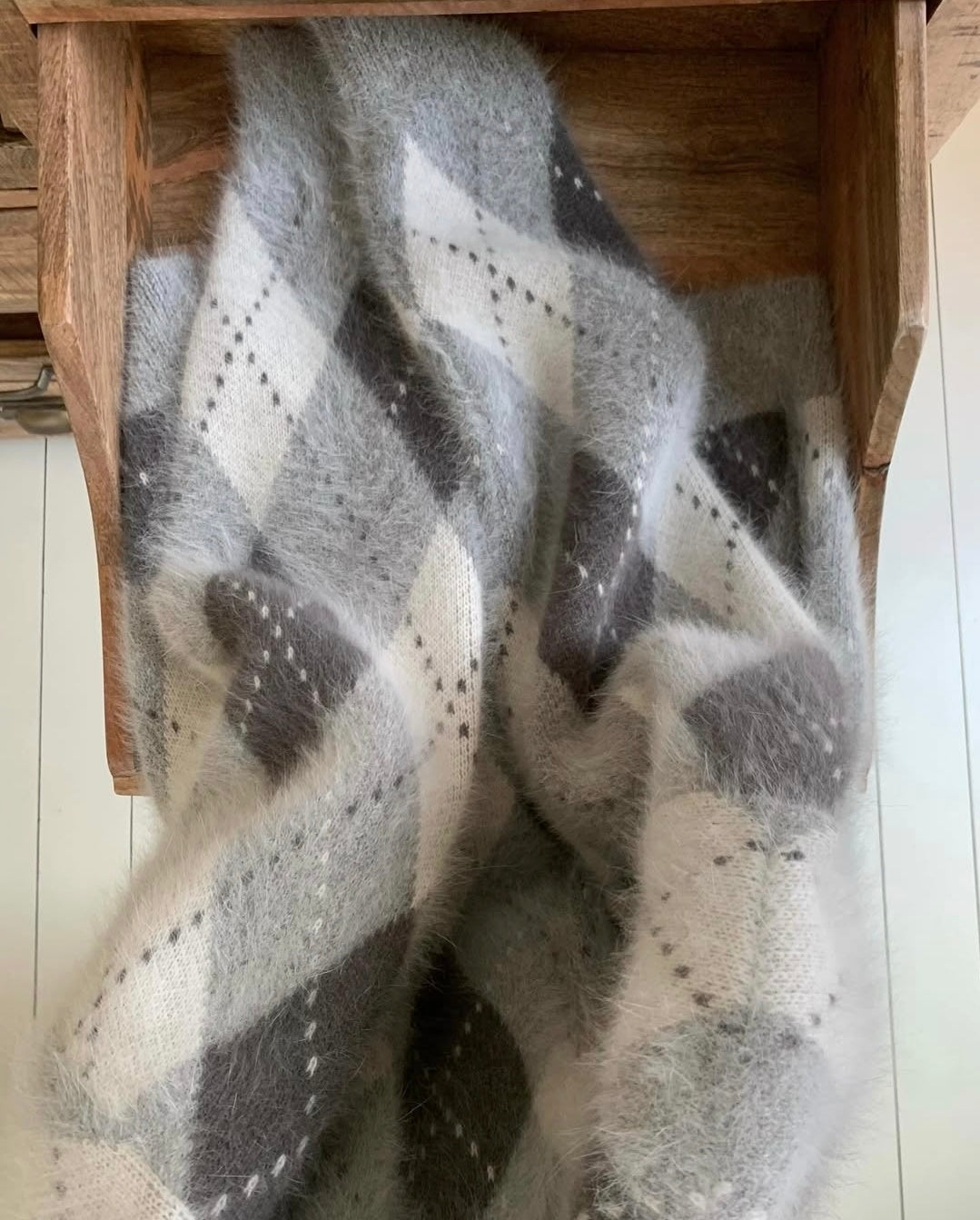 Angora Argyle Cardigan